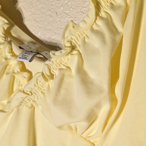 Pastel Yellow Frilly Peasant Top with Corset Style Bodice - Picture 7 of 7